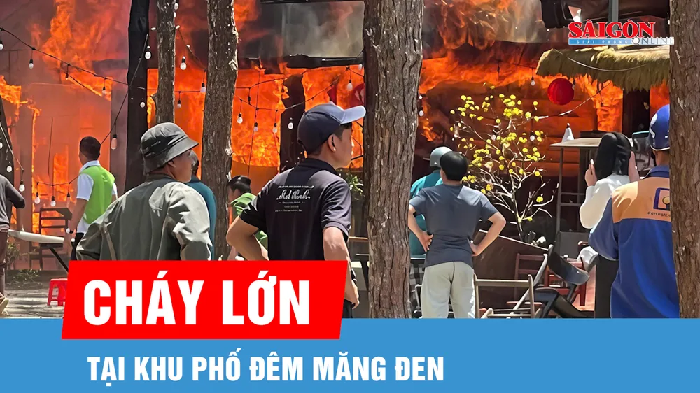  Cháy lớn khu phố đêm Măng Đen, nhiều gian hàng thiệt hại 