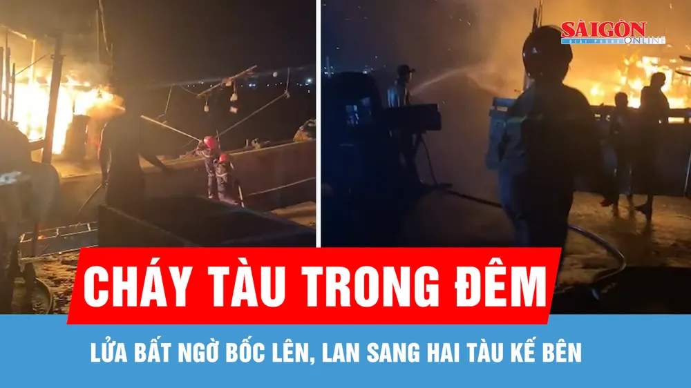 Cháy tàu cá ở cảng cá Phước Tỉnh