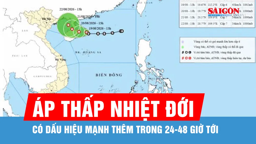 Áp thấp nhiệt đới có khả năng mạnh thêm