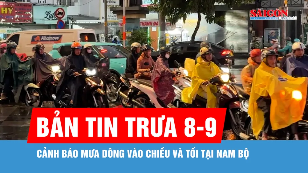 Bản tin trưa 8-9: Cảnh báo mưa dông vào chiều và tối tại Nam bộ