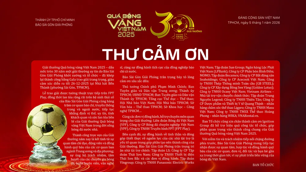 THƯ CẢM ƠN
