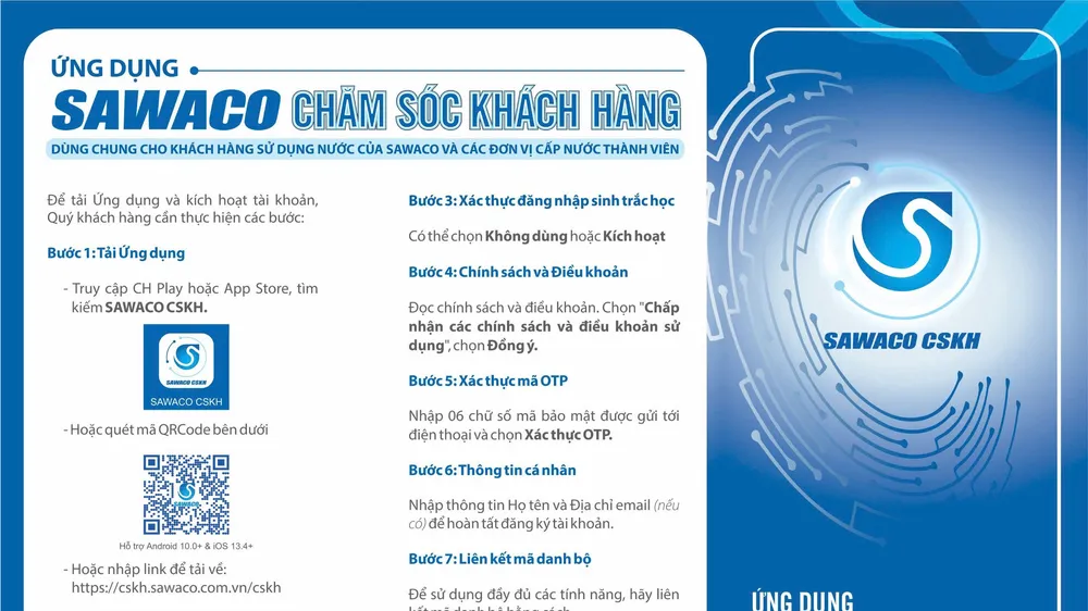 Giao diện ứng dụng Chăm sóc khách hàng SAWACO