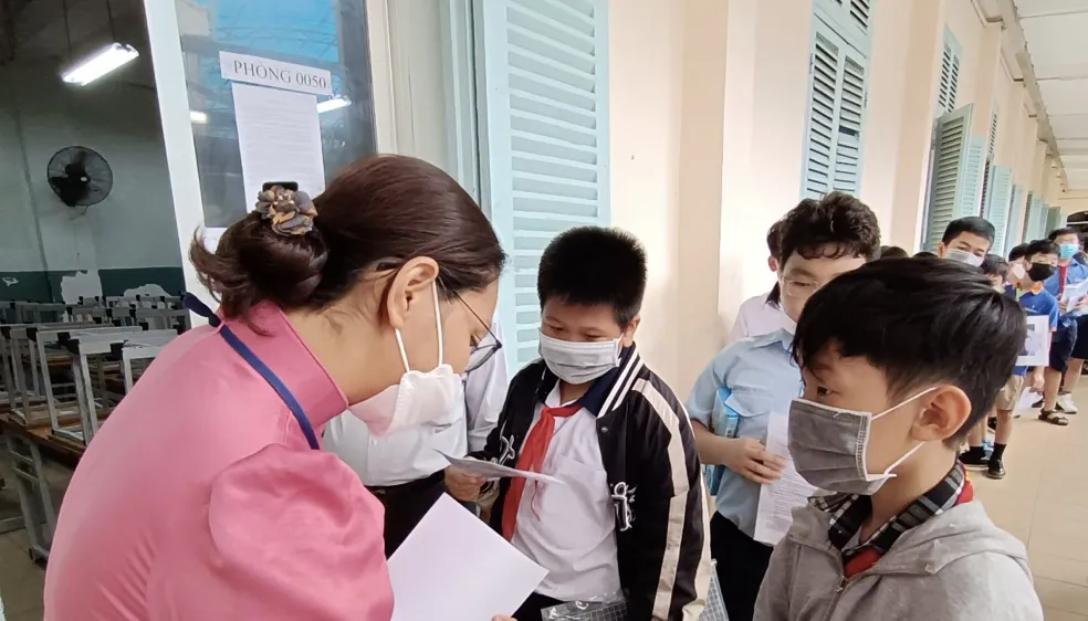 TPHCM: Thí sinh tự tin trước giờ tham gia khảo sát vào lớp 6 Trường THPT chuyên Trần Đại Nghĩa