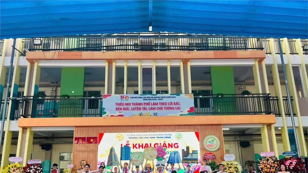 Học sinh Trường Tiểu học Bình Trưng Đông (phường Bình Trưng) trong lễ khai giảng năm học 2026-2027