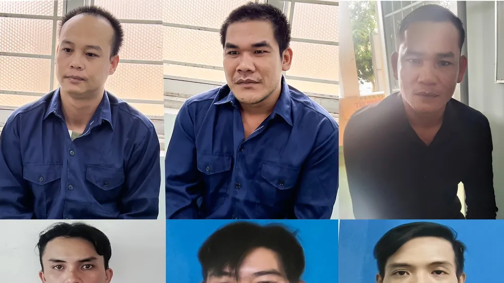 Các đối tượng tại cơ quan điều tra. Ảnh: HQ