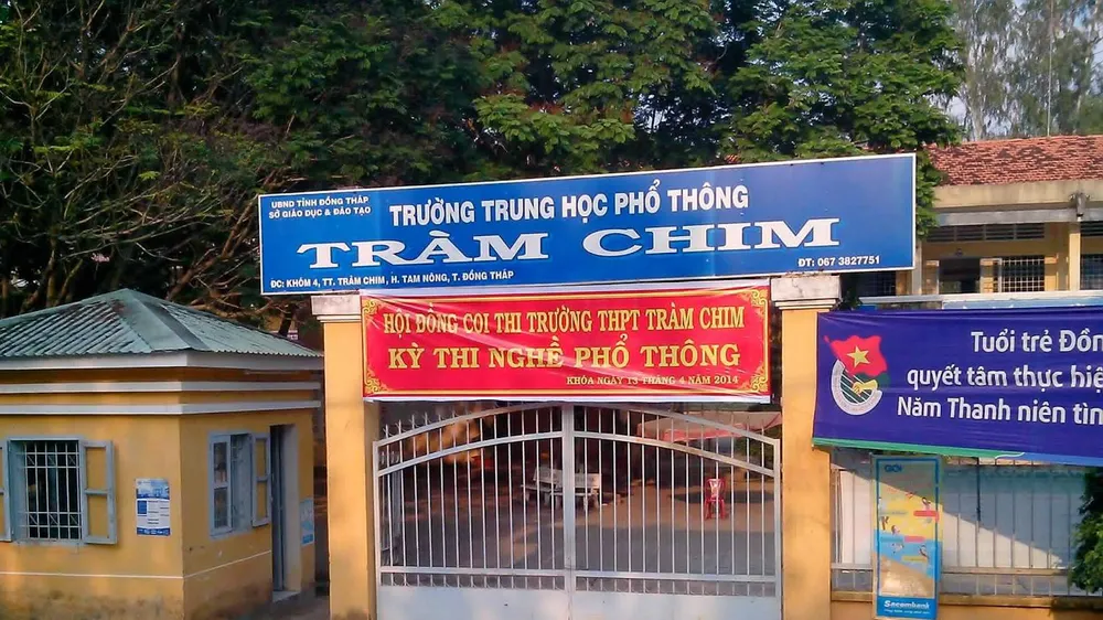 Trường THPT Tràm Chim, nơi thầy L. bị đột quỵ