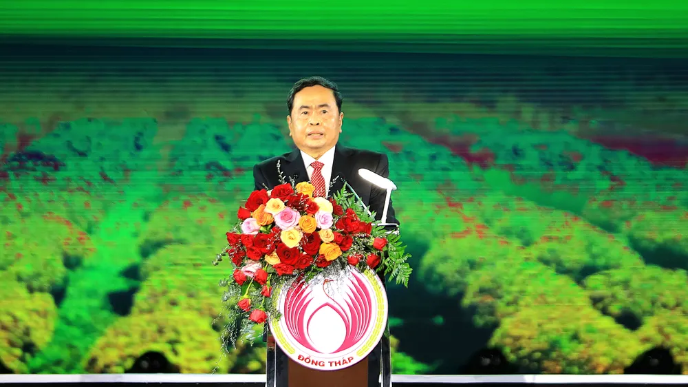 Ủy viên Bộ Chính trị, Phó Chủ tịch Thường trực Quốc hội Trần Thanh Mẫn phát biểu tại buổi lễ khai mạc Festival hoa - kiểng Sa Đéc 2023