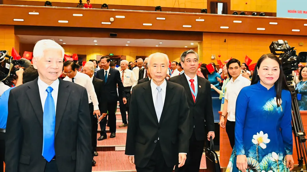 Nguyên Chủ tịch nước Nguyễn Minh Triết tại phiên trọng thể. Ảnh VIỆT DŨNG