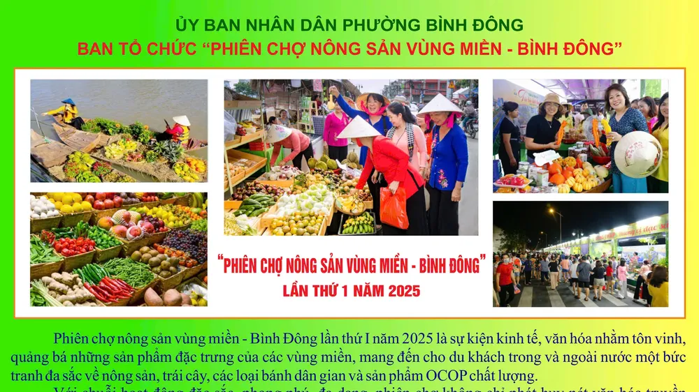 “Phiên chợ nông sản vùng miền – Bình Đông” lần thứ I sẽ tổ chức từ ngày 19 đến 27-12