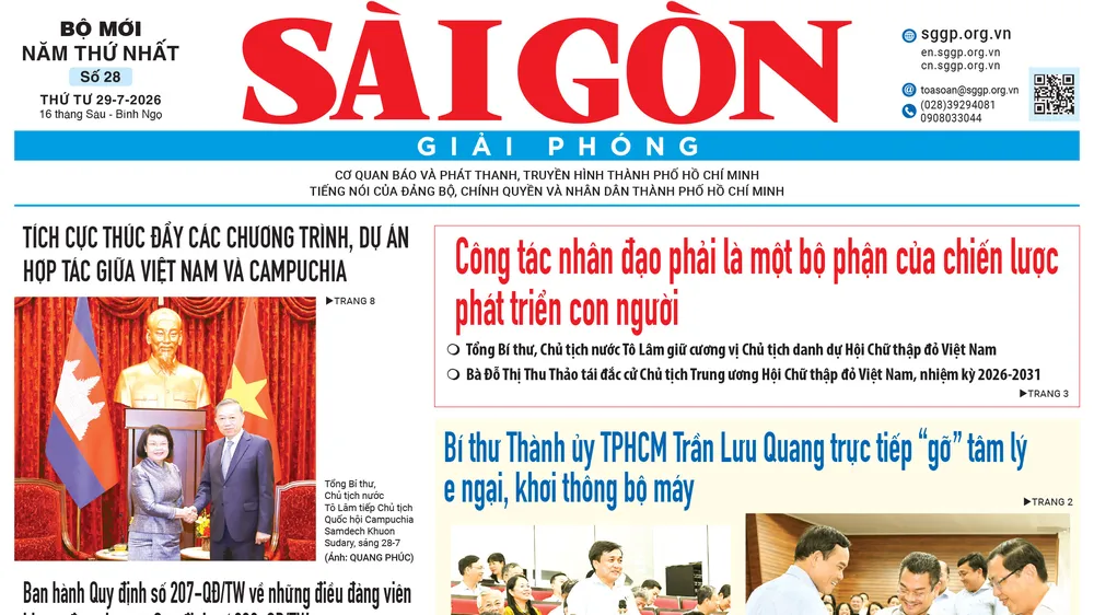 Sài Gòn Giải Phóng ngày 29/7/2026