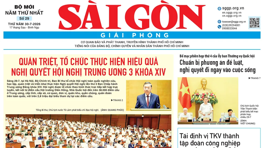Sài Gòn Giải Phóng ngày 30/7/2026