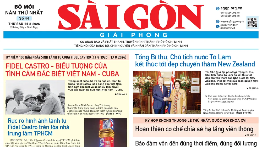 Báo Sài Gòn Giải Phóng ngày 14/8/2026