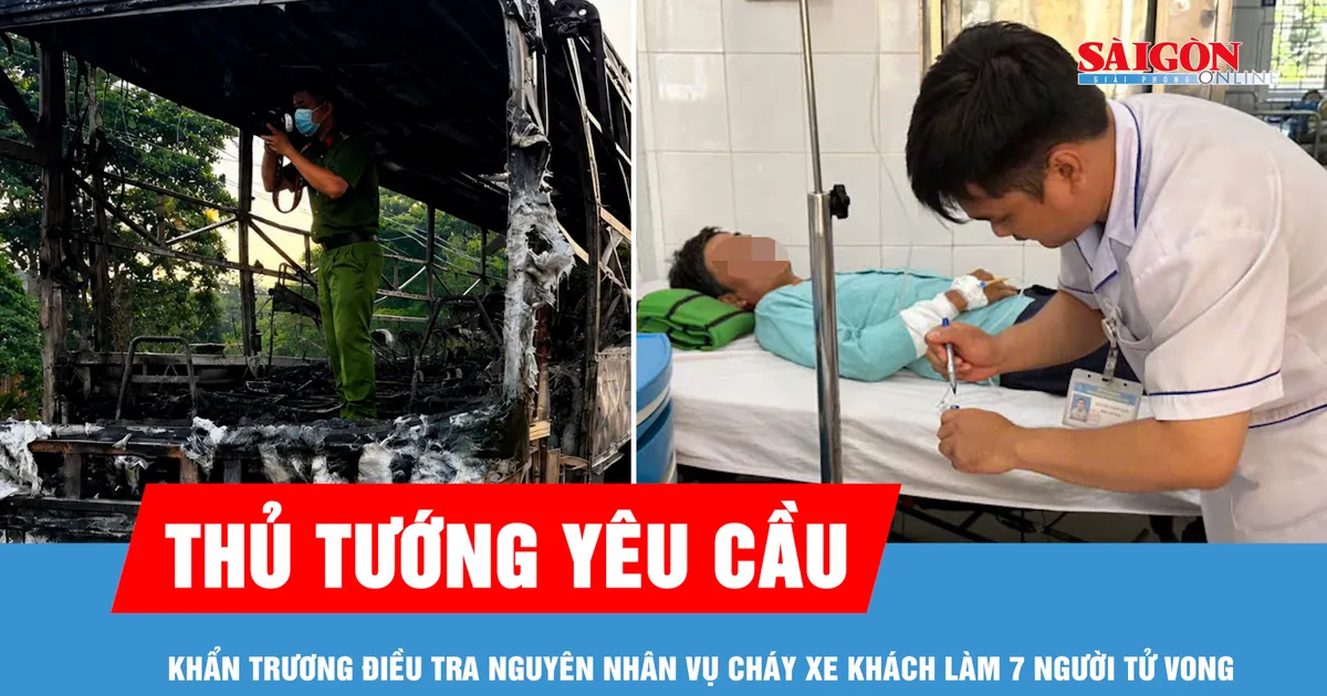 Thủ tướng yêu cầu khẩn trương điều tra nguyên nhân vụ cháy xe khách làm 7 người tử vong