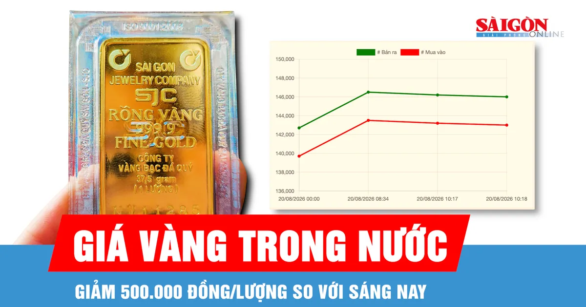 Giá vàng chiều 20/8 giảm nhẹ so với buổi sáng