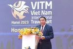 Bộ trưởng Bộ Văn hóa - Thể thao - Du lịch Nguyễn Văn Hùng phát biểu khai mạc VITM Hà Nội 2023