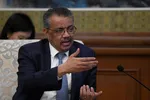 Ông Tedros Adhanom, Tổng giám đốc Tổ chức Y tế Thế giới, phát biểu trong cuộc gặp với Ngoại trưởng Trung Quốc Wang Yi tại Nhà khách bang Diaoyutai ở Bắc Kinh, Trung Quốc, vào ngày 28 tháng 1 năm 2020. (Naohiko Hatta /Reuters).