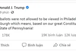 Bài đăng Facebook của ông Trump sáng ngày 14/11/2020.