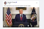 Bài phát biểu của ông Trump đăng tải trên Facebook. Ảnh: Chụp màn hình Facebook