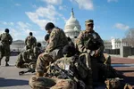 National Guard troops gather in front of the US Capitol ahead of president-elect Joe Biden’s Inauguration in Washington © Mike Segar/Reuters