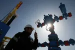 A gas well near to the Gazprom PJSC gas drilling rig © Bloomberg