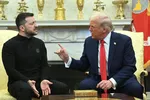 Donald Trump (phải) và Volodymyr Zelensky gặp nhau tại Phòng Bầu dục của Nhà Trắng ở Washington, DC, ngày 28/2. 