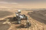 xe tự hành Perseverance Mars đi trên bề mặt hành tinh đỏ. Ảnh minh hoạ: NASA