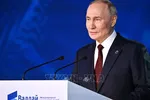 Tổng thống Liên bang Nga Vladimir Putin trong một bài phát biểu tại Moskva. Ảnh: AA/TTXVN
