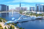Một phối cảnh cầu đi bộ băng qua sông Sài Gòn.
