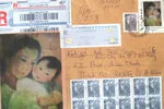 Bì thư gửi từ Marseille của Gérard in tem tranh “Tình mẫu tử” của Lê Thị Lựu.