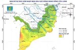 Bản đồ dự báo xâm nhập mặn khu vực Đồng bằng sông Cửu Long. (Nguồn: Trung tâm DBKTTVQG)