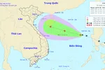 Vị trí và hướng di chuyển của vùng áp thấp - Ảnh: Trung tâm Dự báo khí tượng thủy văn quốc gia