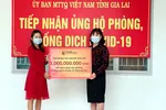 Đại diện Tập đoàn T&T Group trao hỗ trợ cho đại diện Uỷ ban MTTQ Việt Nam tỉnh Gia Lai