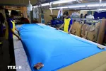 Cắt may tại xưởng gia công dệt may xuất khẩu Công ty TNHH May mặc Dony, xã Vĩnh Lộc A, huyện Bình Chánh, Thành phố Hồ Chí Minh. (Ảnh: Hồng Đạt/ TTXVN)