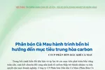 Phân bón Cà Mau hành trình bền bỉ hướng đến mục tiêu trung hòa carbon