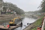 Sông Tô Lịch đang được nạo vét từ đầu tháng 2/2025 đến nay