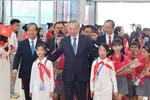 Tổng Bí thư Tô Lâm dự Lễ kỷ niệm 80 năm truyền thống ngành giáo dục và khai giảng năm học 2025 – 2026. Ảnh: QUANG PHÚC