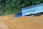Lũ cuốn trôi xe tải ở Đà Lạt, 3 người may mắn thoát nạn