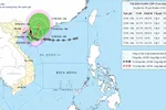 Tâm bão số 4 sáng sớm 22-8. Đồ họa: Trung tâm Dự báo khí tượng - thủy văn quốc gia