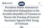 Phái đoàn đại diện Tổng thống Hoa Kỳ sang Việt Nam viếng Tổng Bí thư Nguyễn Phú Trọng
