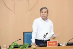 Chủ tịch UBND TP Hà Nội phát biểu tại buổi làm việc. Ảnh: ĐÌNH HIỆP