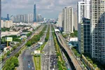 Tuyến metro số 1 chạy dọc đường Võ Nguyên Giáp, phường An Khánh. Ảnh: HOÀNG HÙNG