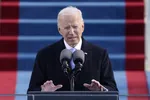 Tổng thống Joe Biden phát biểu trong buổi lễ nhậm chức lần thứ 59 ở Mặt trận phía Tây của Điện Capitol. Ảnh: Patrick Semansky-Pool/Getty Images