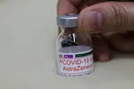 A vial containing the AstraZeneca Covid-19 vaccine. Photo by VnExpress/Quynh Tran