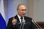 Tổng thống Nga Vladimir Putin phát biểu tại phiên họp của Hội đồng cố vấn Quốc hội ở Saint Petersburg ngày 27/4/2022. Ảnh: AFP/TTXVN