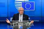 Đại diện cấp cao về chính sách an ninh và đối ngoại của EU Josep Borrell phát biểu tại cuộc họp báo ở Brussels, Bỉ. Ảnh: AFP/ TTXVN
