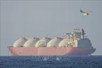 Tàu hàng di chuyển qua eo biển Hormuz khi lệnh ngừng bắn giữa Mỹ với Iran có hiệu lực trong hai tuần, ngày 8/4/2026. Ảnh: Anadolu Agency/TTXVN