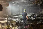 Hiện trường nội thất bị thiêu rụi sau vụ hoả hoạn tại quán Na Ladprao ở quận Chatuchak, Bangkok, Thái Lan ngày 13-7. Ảnh: Anadolu Agency/TTXVN