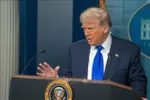 Tổng thống Mỹ Donald Trump phát biểu họp báo tại Nhà Trắng. Ảnh tư liệu: THX/TTXVN