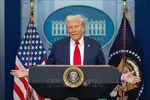 Tổng thống Mỹ Donald Trump phát biểu tại Nhà Trắng. Ảnh tư liệu: THX/TTXVN