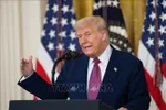 Tổng thống Mỹ Donald Trump phát biểu tại Nhà Trắng. Ảnh: THX/TTXVN